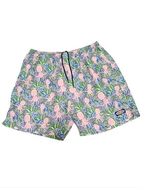 Vineyard Vines Men's Pink Octopus 3 Pocket Drawstring Swim Trunks & Bag Size XL
